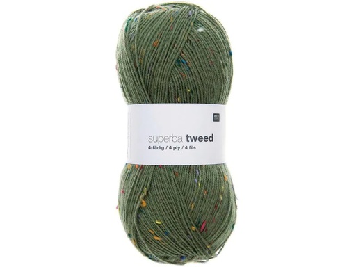 [90161071 1156852] Rico Design Wolle Soft Tweed für Socken 4-fädig, 100 g, Olivgrün