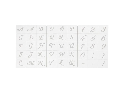 [90161230 1060178] Creativ Company Schriftschablone Buchstaben und Zahlen 3 Blatt