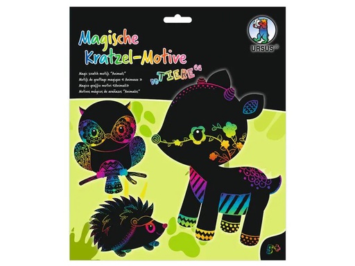 [90161281 1158319] URSUS Bastelset Kratzbilder Tiere 6-teilig