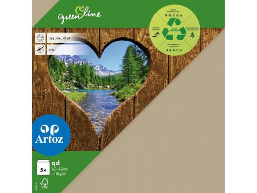 [90016108 1212419] Artoz Couvert Green Line 16 x 16 cm, 5 Stück, Hellbraun