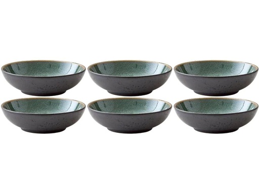 [90161363 1015153] Bitz Suppen- &amp; Pastateller Ø 20 cm, 6 Stück, Schwarz/Grün