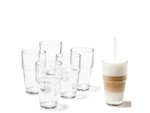 [90016303 558243] Leonardo Latte Macchiato Becher Solo 370 ml, 6 Stück, Transparent