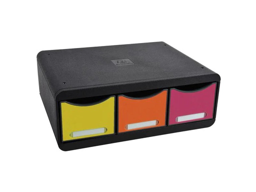 [90016338 914578] Exacompta Schubladenbox Toolbox Maxi 3 Schubladen, Mehrfarbig