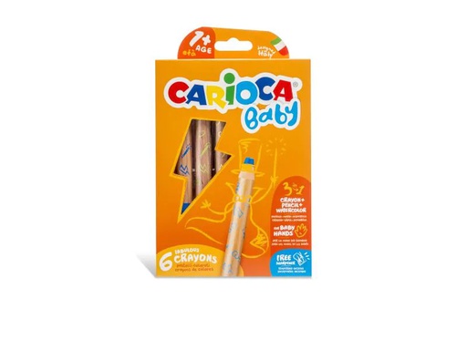 [90016348 722704] Carioca Farbstifte Baby 3 in 1 Ø 10 mm 6 Stück, Mehrfarbig