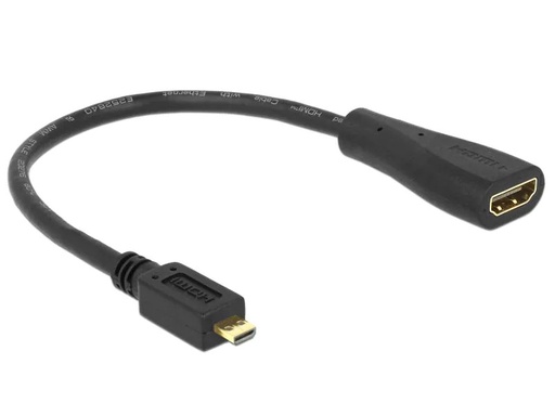 [90016655 755802] Delock Adapterkabel Micro-HDMI – HDMI, 23 cm Schwarz
