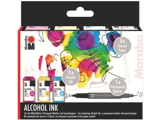 [90016683 1082424] Marabu Alkoholtinte Ink Set FLOWERS, 3 Stück