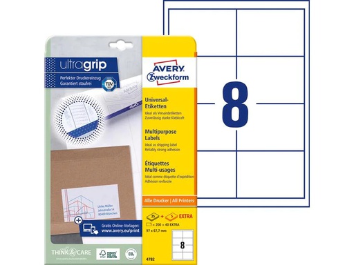 [90016808 926247] Avery Zweckform Universal-Etiketten 4782 97 mm, 30 Blatt