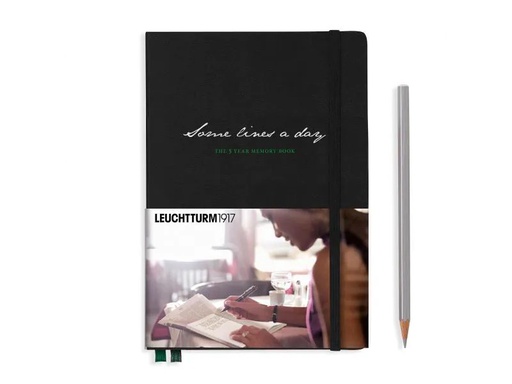 [90016947 919268] Leuchtturm Tagebuch Some lines a day Medium 5-Jahre, Schwarz, A5