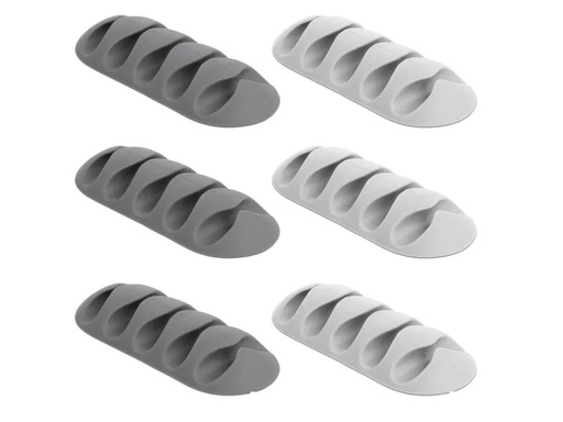 [90016999 950486] Delock Kabelhalter 2x3 Stück, weiss, grau, 5 Durchführungen 6 Stück