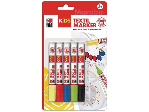 [90017813 994356] Marabu Textilmarker KiDS 3 mm, 5 Farben