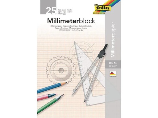 [90017921 1020552] Folia Milimeterpapier 80 g/m², A4, 25 Blatt