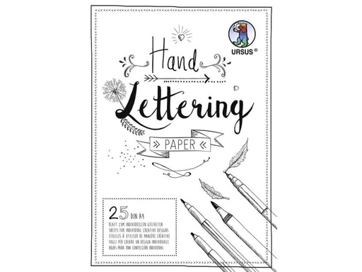 [90018366 1048650] URSUS Zeichenblock Handlettering  A4, 200 g/m², 25 Blatt, Weiss