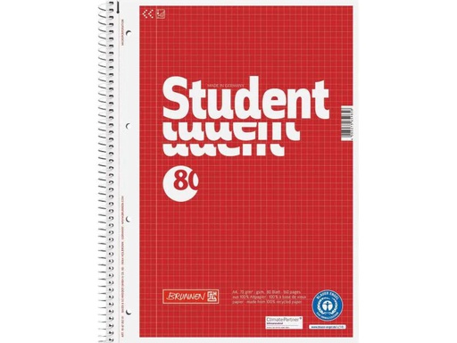 [90018715 950939] Brunnen Collegeblock A4 Recycling A4, Kariert, 80 Blatt