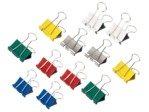 [90018914 358599] Maul Papierklemme Mauly 15 mm, 12 Stück, Mehrfarbig
