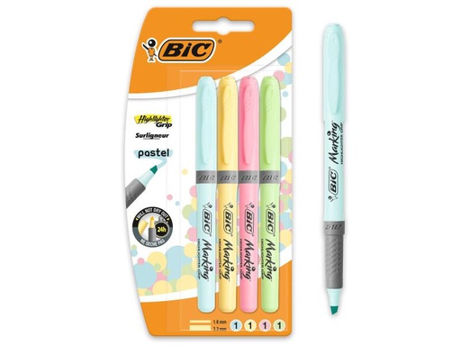 [90019552 912344] BIC Textmarker Highlighter Grip pastel 4 Stück