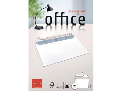 [90019971 868336] ELCO Couvert Office B6 ohne Fenster, 25 Stück