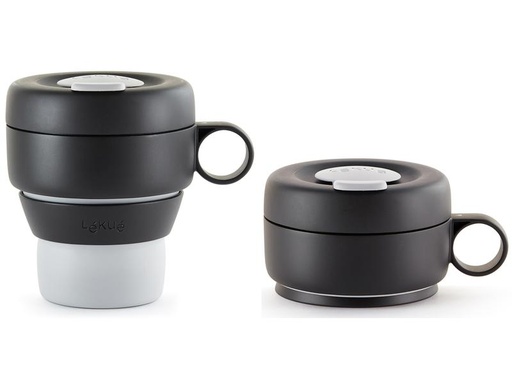 [90020337 1147136] Lékué Thermobecher Mug to go 350 ml, Grau/Schwarz