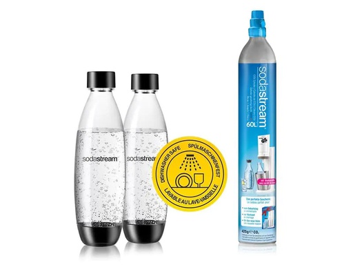 [90168218 1216650] Sodastream Set mit 2 Flaschen und CO₂-Zylinder