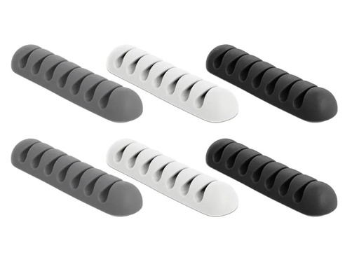 [90020740 950487] Delock Kabelhalter 4 mm, 3x2 Stück, weiss, grau, schwarz, 7 Durchf