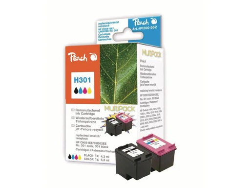 [90002060 347374] Peach Tintenset HP Nr. 301 BK, Color