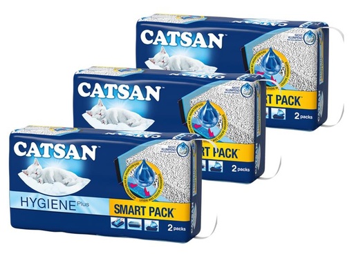 [90168616 1218747] Catsan Katzenstreu Hygiene Plus Smart Pack, 3er Kit, 2 x 4 l