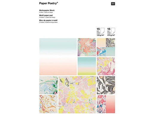 [90020893 985894] Rico Design Motivblock Paper Poetry Marmoriert, 30 Blatt