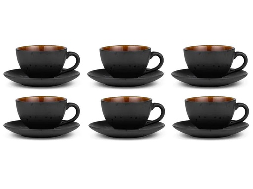 [90021130 1015199] Bitz Kaffeetasse 240 ml, 6 Stück, Braun/Schwarz