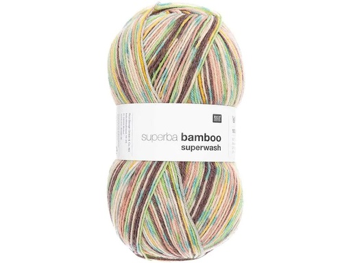 [90021440 1156820] Rico Design Wolle Bamboo für Socken 4-fädig, 100 g, Braun; Grün