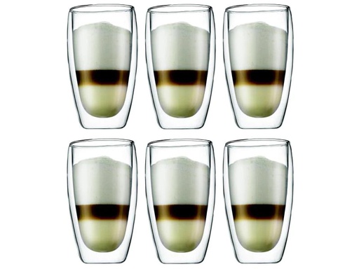 [90021552 989217] Bodum Thermobecher Pavina 450 ml, 6 Stück, Transparent