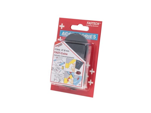 [90021826 906382] FASTECH Klettpunkte 47 mm selbstklebend Schwarz, 4 Paar