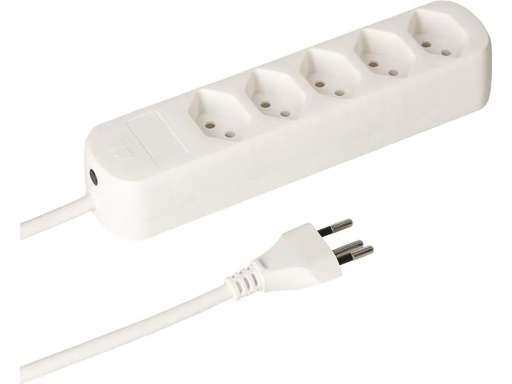 [90021868 1146630] Max Hauri Steckdosenleiste Basic-Line 5x T13 Weiss, 1.5 Meter