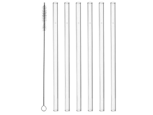 [90021991 1063688] Montana Strohhalm 20 cm mit Bürste, 6 Stück, Transparent
