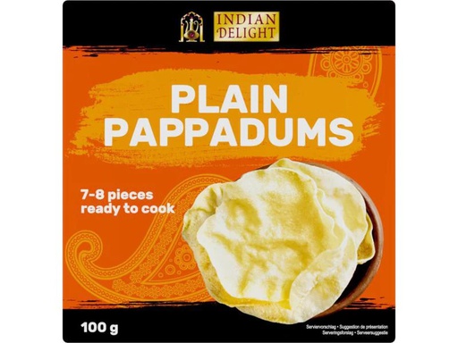 [90022069 957419] Indian Delight Plain Pappadums 100 g