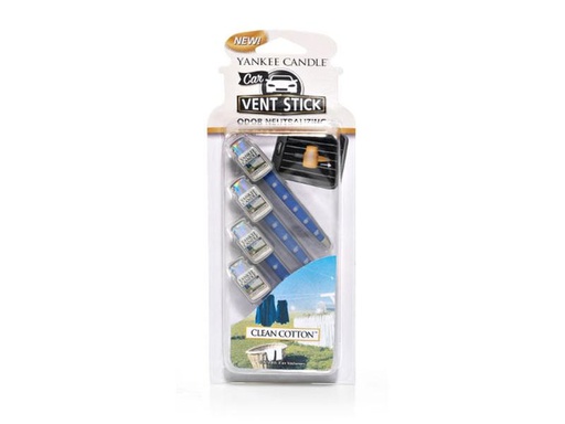 [90022761 1153991] Yankee Candle Auto-Lufterfrischer Vent Stick 4 Stück, Clean Cotton