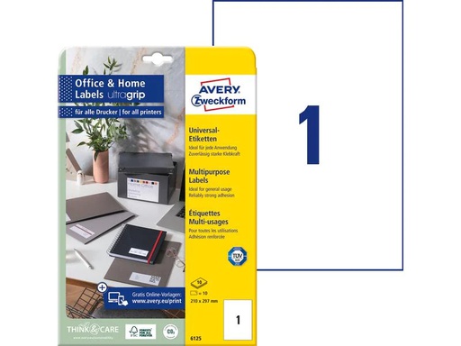 [90023137 926254] Avery Zweckform Universal-Etiketten 6125 210 mm, 10 Blatt