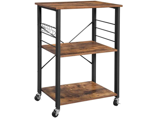 [90169945 1171323] VASAGLE Küchenregal mit 6 Haken 60 x 89 cm, Braun/Schwarz