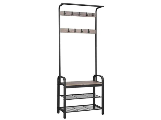 [90169996 1171295] VASAGLE Garderobenständer mit Schuhablage 183 cm, Grau/Schwarz