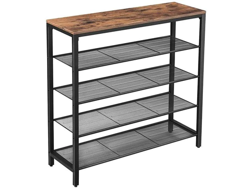 [90170035 1171303] VASAGLE Schuhregal mit 4 Ablagen 100 x 92.5 cm, Braun/Schwarz