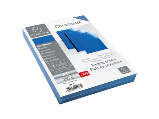 [90023714 1180099] Exacompta Einbanddeckel Chromolux 250 g/m², 100 Stück, Blau