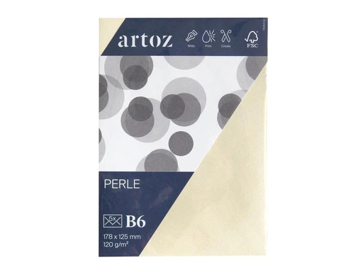 [90170911 1212452] Artoz Couvert Perle B6, 5 Stück, Ivory