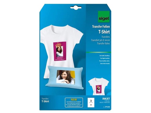 [90170990 1219637] Sigel Transferfolie für helle Textilien, A4, Mehrfarbig