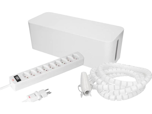 [90171452 1216764] Max Hauri Kabelbox mit Steckerleiste 9x T13 Weiss