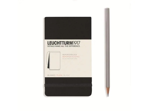 [90171770 1211291] Leuchtturm Notizblock Reporter A6, Blanko, Schwarz