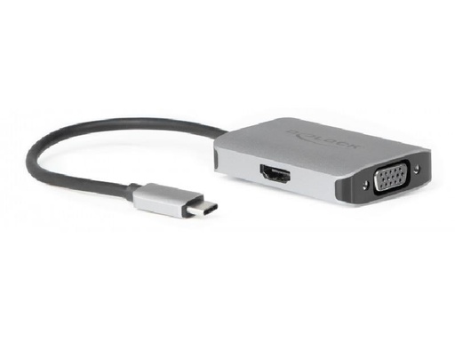 [90171863 1223927] Delock 2-Port Signalsplitter USB Typ-C zu HDMI/VGA
