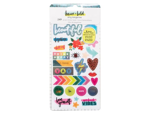 [90172736 1205133] American Crafts Stickerbuch Bold + Brave 249 Stück, Mehrfarbig