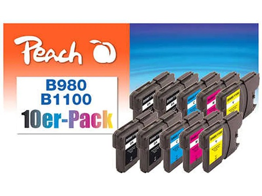 [90023933 1096817] Peach Tinte Brother Nr. LC-980/1100 4x BK, je 2x C,M,Y