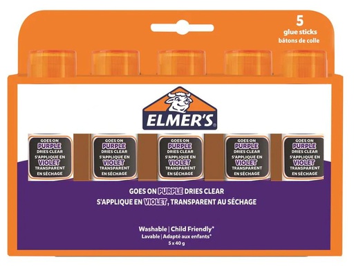 [90174010 1133583] Elmers Klebestift-Set Disappearing 40 g à 5 Stück, Violett