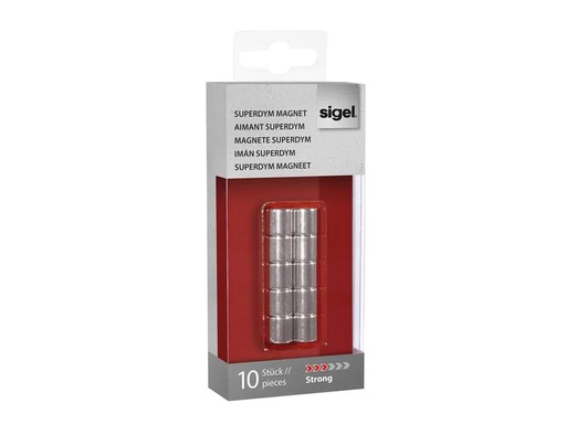 [90174148 1219612] Sigel Magnetplättchen Strong Ø 10 x 10 mm, 10 Stück