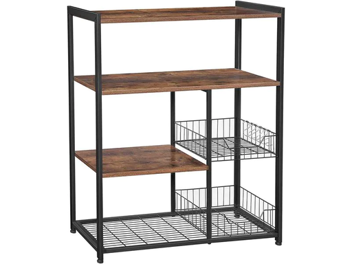 [90174467 1171320] VASAGLE Küchenregal mit 6 Haken 90 x 80 cm, Braun/Schwarz