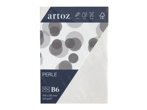 [90174564 1212456] Artoz Couvert Perle B6, 5 Stück, Weiss